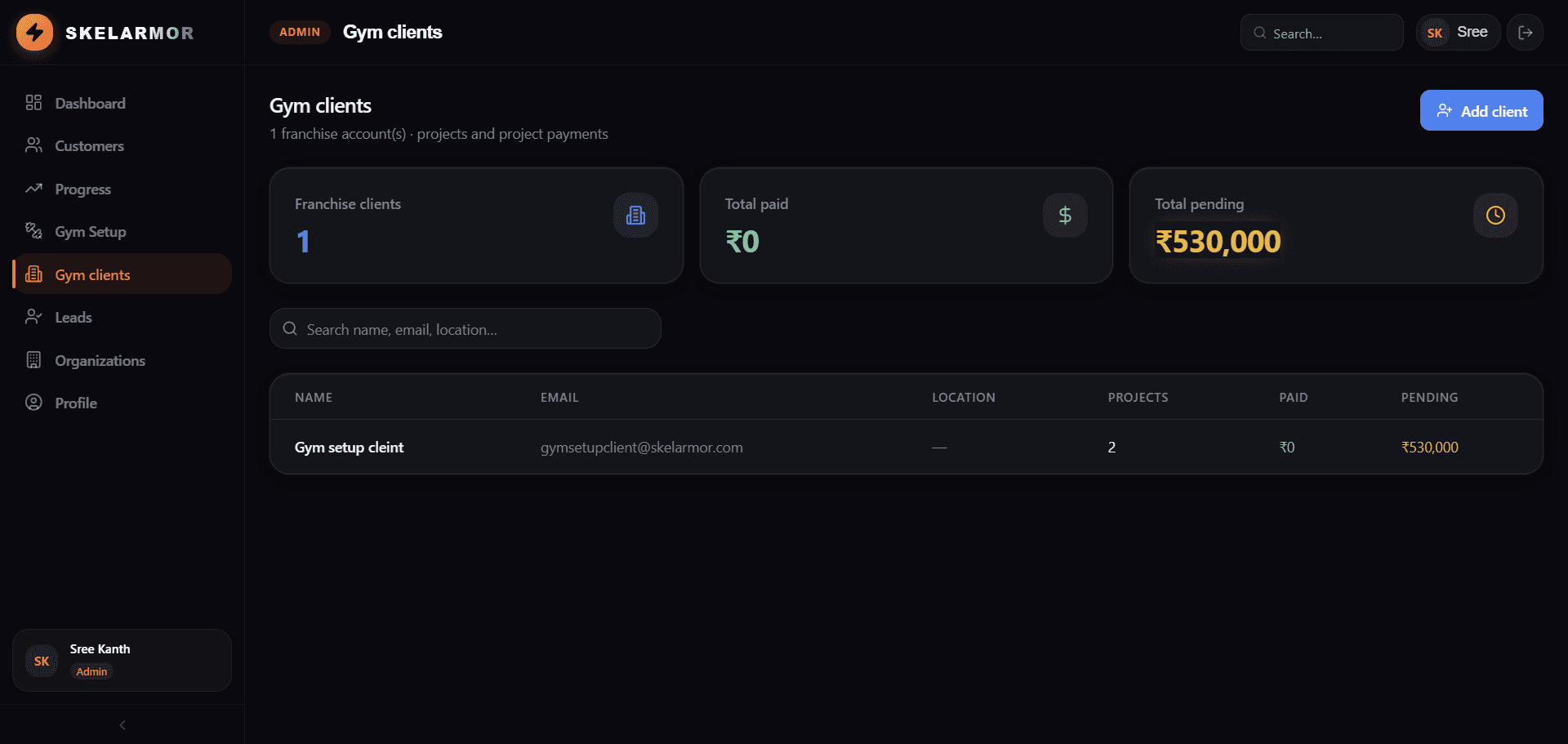 Gym Project Client Listing
